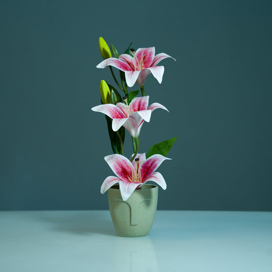 Tiger Lili artificial flower with pot | Stargazer lily