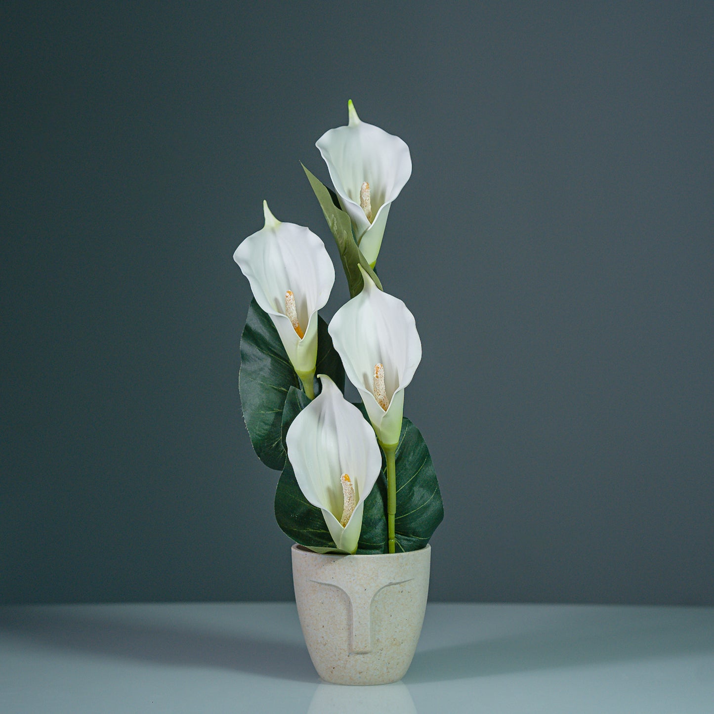 White Calla Lily Artificial Flowers Arrangement with Pot | Snow Pearl Calla Lily