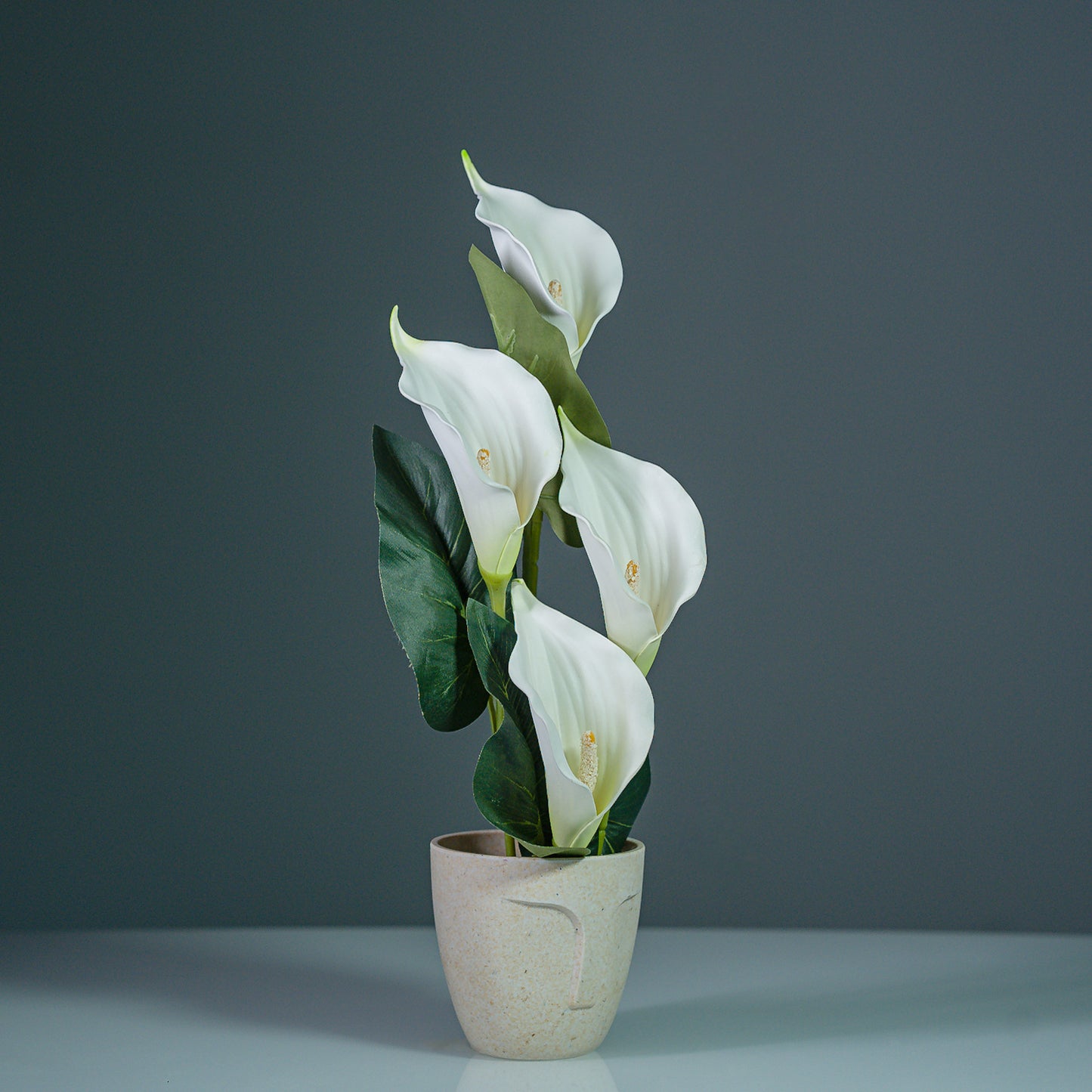 White Calla Lily Artificial Flowers Arrangement with Pot | Snow Pearl Calla Lily