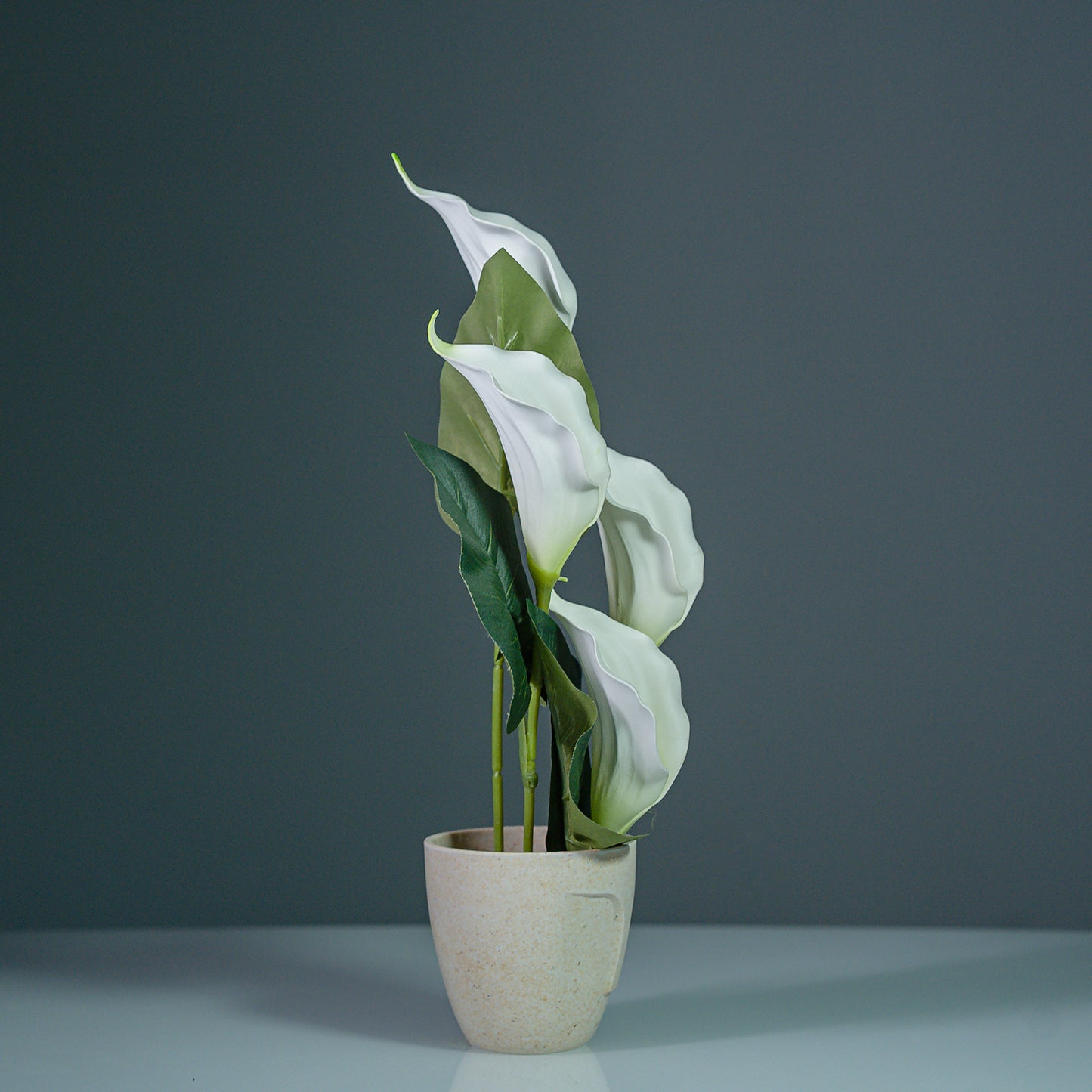 White Calla Lily Artificial Flowers Arrangement with Pot | Snow Pearl Calla Lily