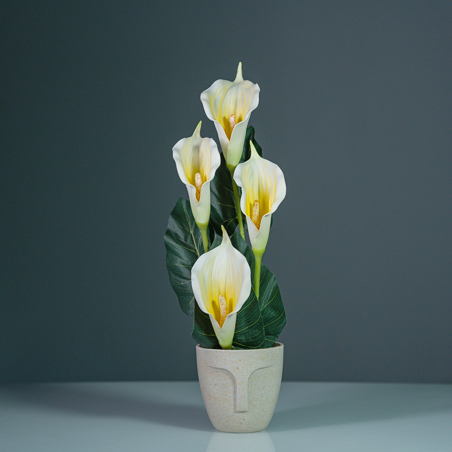 Golden Glow Calla Lily Artificial Flowers Arrangement with Pot | yellow and white